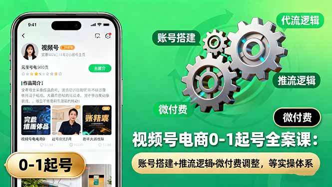 视频号电商0-1起号全案课：账号搭建+推流逻辑+微付费调整，等实操体系 - 搞薯条网-搞薯条网