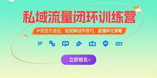私域流量闭环训练营：IP定位方法论，短视频创作技巧，直播转化策略 - 搞薯条网-搞薯条网