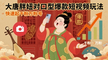 大唐胖妞对口型爆款短视频玩法，快速起千粉万粉号 - 搞薯条网-搞薯条网