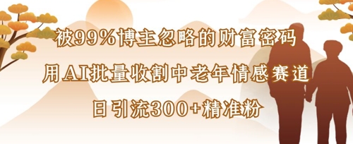被99%博主忽略的财富密码：用AI批量收割中老年情感赛道，日引流300+精准粉 - 搞薯条网-搞薯条网