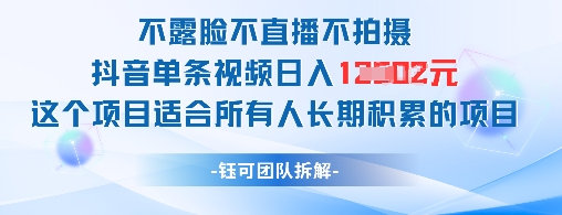 不露脸不直播不拍摄抖音单条视频日入1k+这个项目适合所有人长期积累的项目 - 搞薯条网-搞薯条网