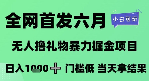 全网首发六月，无人撸礼物暴力掘金项目，日入1K+门槛低，当天拿结果，小白可玩【揭秘】 - 搞薯条网-搞薯条网