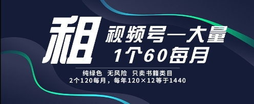 租视频号，一个60每月，2个120.纯绿色、无风险，常年租【揭秘】 - 搞薯条网-搞薯条网