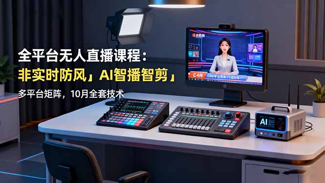 全平台无人直播课程：非实时防风＋AI智播智剪＋多平台矩阵，10月全套技术 - 搞薯条网-搞薯条网